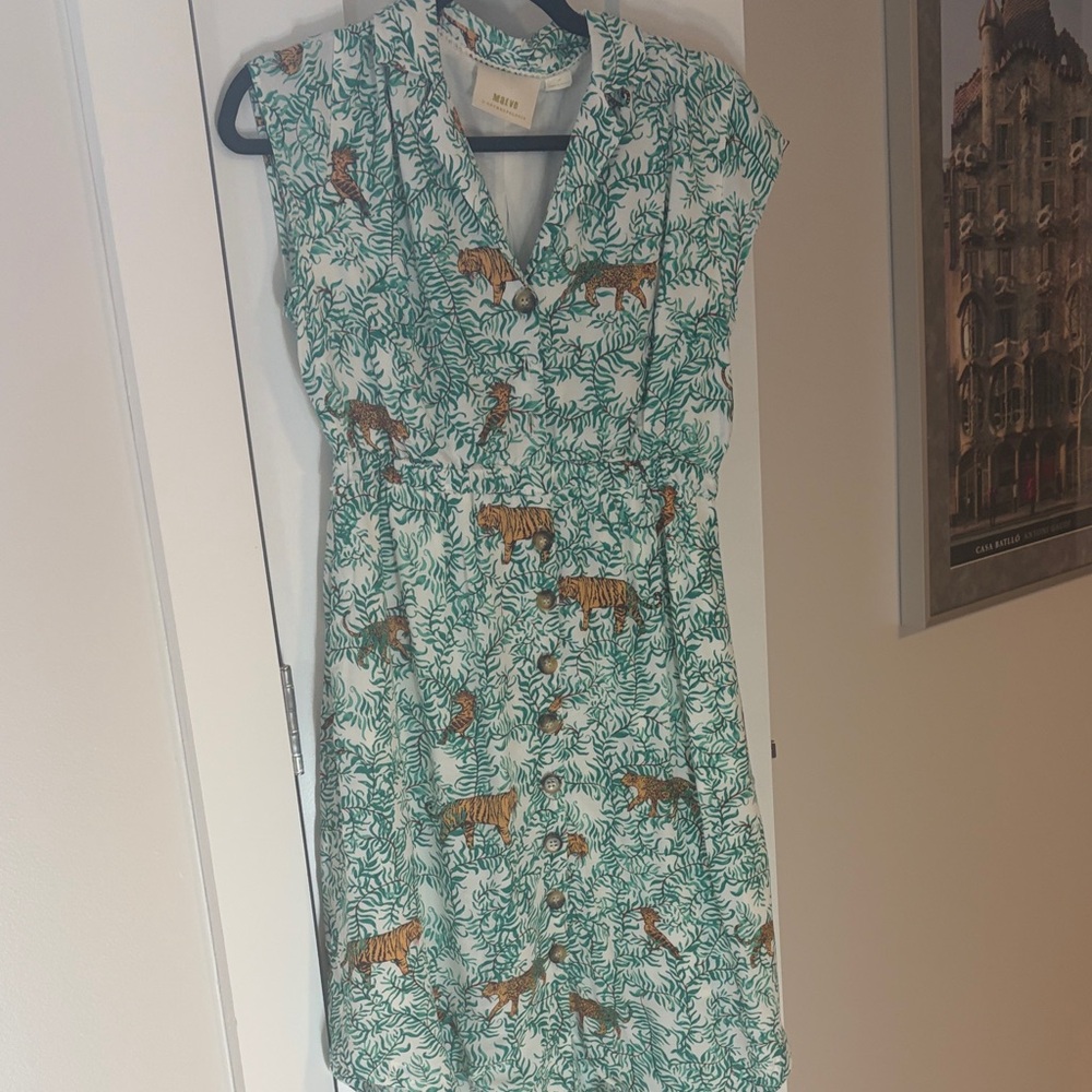 Maeve Anthropologie  Green Leaf Print Dress (2P)